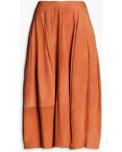 Gentry Portofino Suede Midi Skirt - Orange