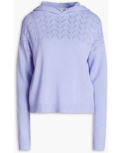Autumn Cashmere Pointelle Knit-paneled Cashmere Hoodie - Blue