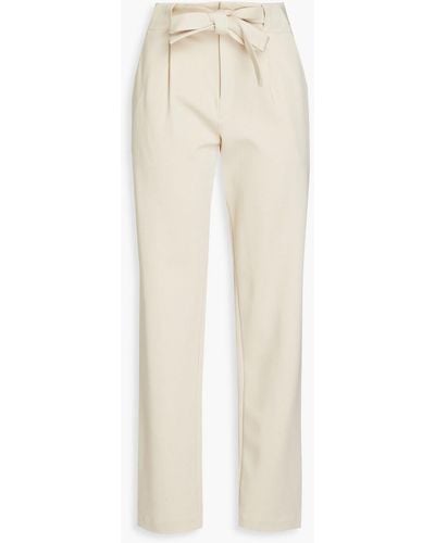 Rag & Bone Pleated Belted Stretch-ponte Tapered Trousers - White