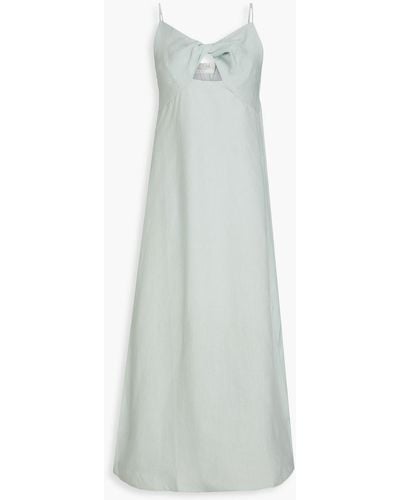 Casa Raki Lara Cutout Twisted Linen Midi Dress - White