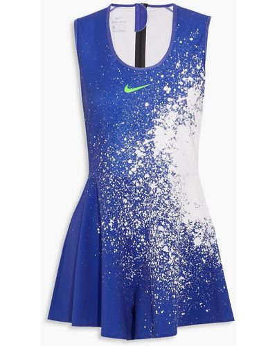 Nike Printed stretch-jersey tennis dress - Blau