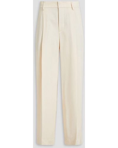 Vince Pleated Twill Wide-leg Trousers - White