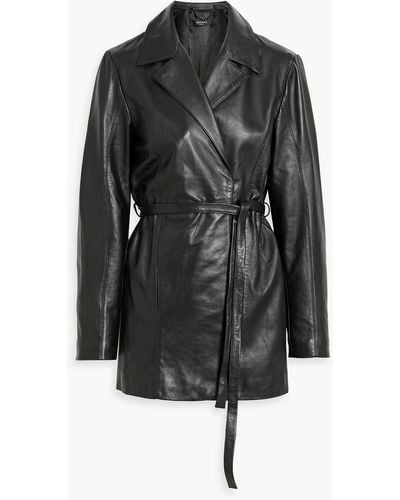 Muubaa Belted Leather Jacket - Black