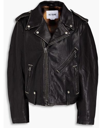 RE/DONE Studded Leather Biker Jacket - Black
