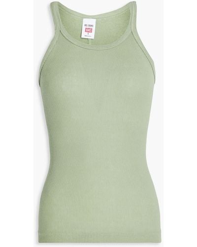 RE/DONE Ribbed Cotton-jersey Tank - Green