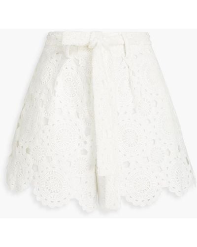 Maje Scalloped Guipure Lace Shorts - White
