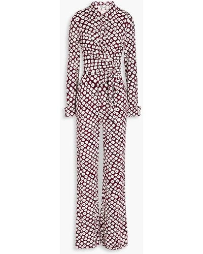 Diane von Furstenberg Michelle Wrap-effect Printed Jersey Jumpsuit - Red