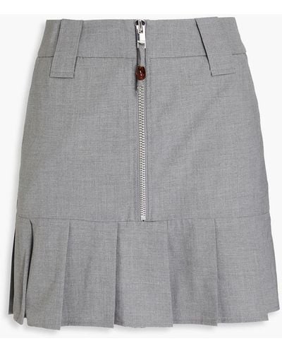Ganni Zip-detailed Pleated Twill Mini Skirt - Grey
