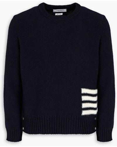 Thom Browne Striped Wool And Mohair-blend Jumper - Blue
