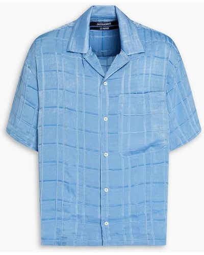 Jacquemus Jean Checked Washed-satin Shirt - Blue