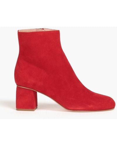Red(V) Suede Ankle Boots - Red
