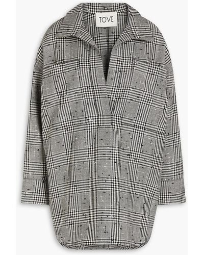TOVE Prince Of Wales Checked Wool-blend Tunic - Grey
