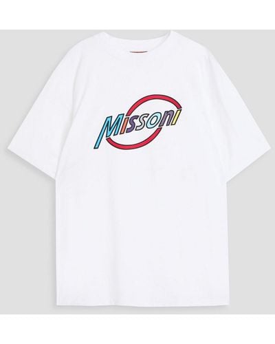 Missoni T-shirt aus baumwoll-jersey mit logoprint - Weiß