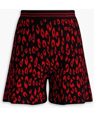RED Valentino Jacquard-knit Wool And Cotton-blend Shorts - Red
