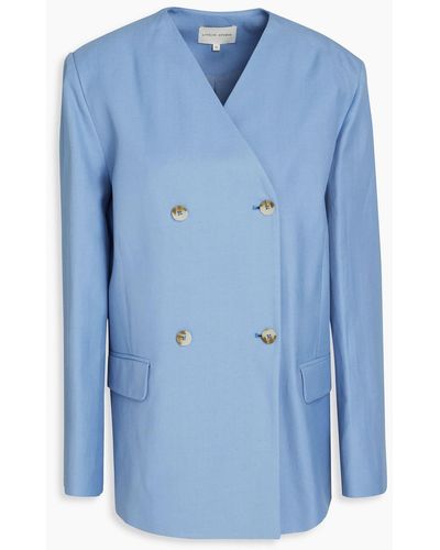 Loulou Studio Double-breasted Twill Blazer - Blue