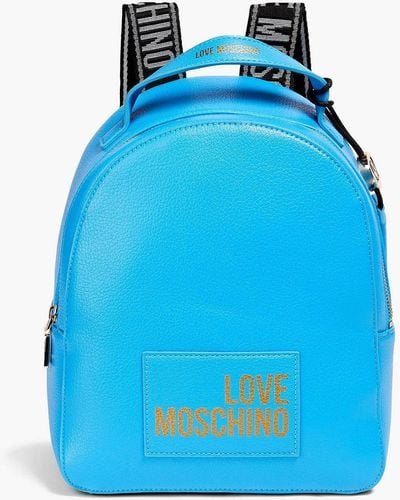 Love Moschino Faux Pebbled-leather Backpack - Blue