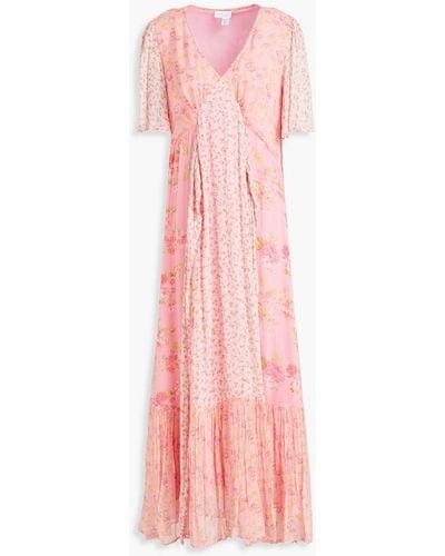 Ghost Loia Tie-back Panelled Floral-print Crepon Midi Dress - Pink