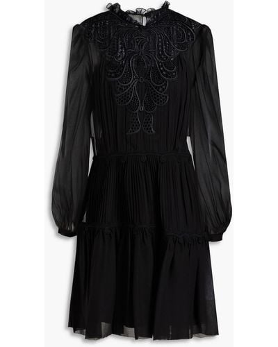 Alberta Ferretti Ruffled Silk-chiffon Mini Dress - Black