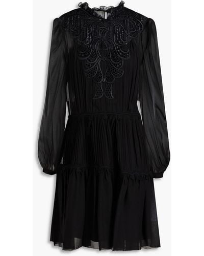 Alberta Ferretti Gerafftes minikleid aus seidenchiffon - Schwarz