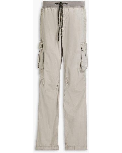 James Perse Crinkled Cotton-poplin Cargo Trousers - Grey