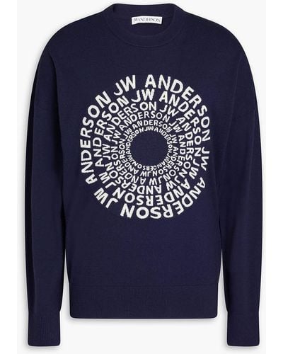 JW Anderson Jacquard-knit Merino Wool Sweater - Blue