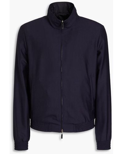 Emporio Armani Pinstriped Wool-blend Twill Jacket - Blue