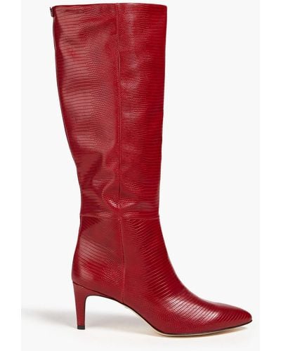 Sam Edelman Uma Faux Lizard-effect Leather Knee Boots - Red