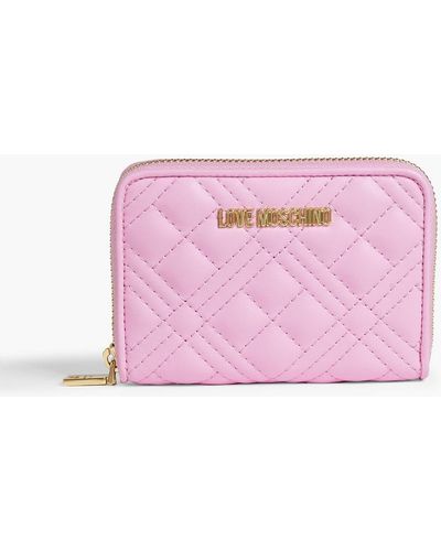 Love Moschino Quilted Faux Leather Wallet - Pink