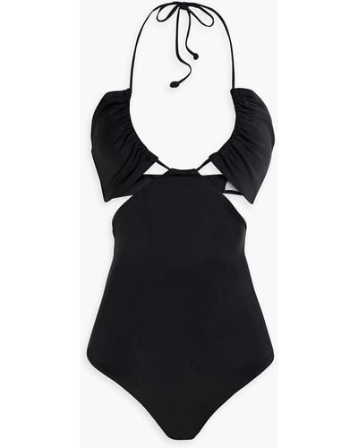 Onia Cutout Ruched Swimsuit - Black