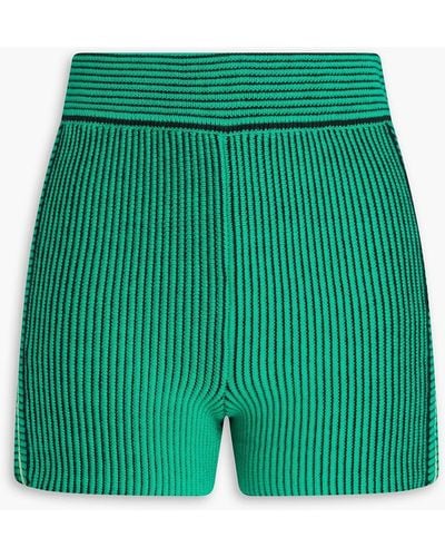 The Upside Nirvana Speechless Striped Ribbed Stretch-cotton Shorts - Green