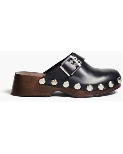 Ganni Studded Leather Clogs - Black