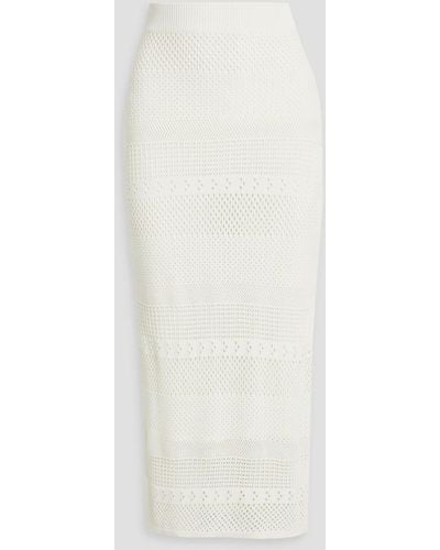 FRAME Crochet-knit Midi Pencil Skirt - White