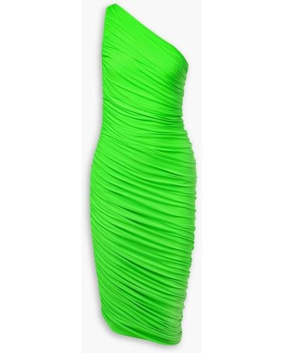 Norma Kamali Diana One-shoulder Ruched Stretch-jersey Dress - Green