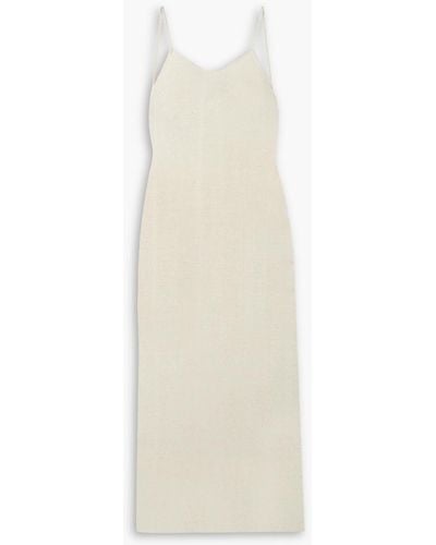 Savannah Morrow Ara Open-back Belted Cotton And Silk-blend Midi Dress - White