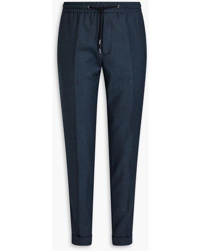 Paul Smith Slim-fit Wool And Cashmere-blend Flannel Drawstring Pants - Blue