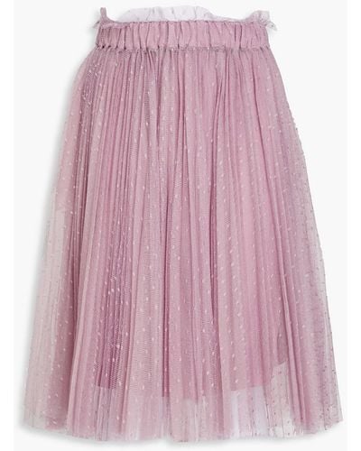 RED Valentino Pleated Point D'esprit Midi Skirt - Pink