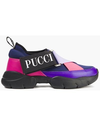 Emilio Pucci City Cross Color-block Neoprene And Leather Sneakers - Pink