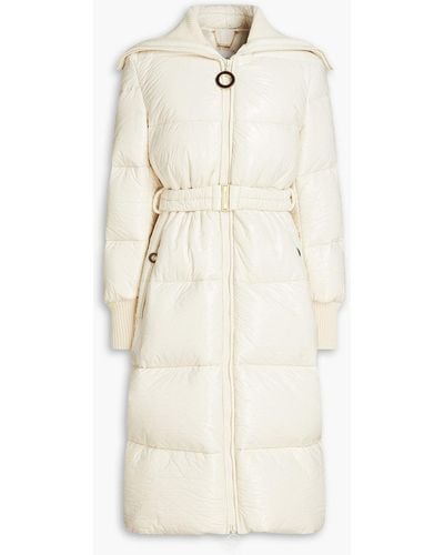 Zimmermann Belted Quilted Vinyl Down Coat - Natural