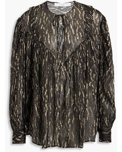 IRO Artya bedruckte bluse aus jacquard aus einer seidenmischung in metallic-optik - Schwarz