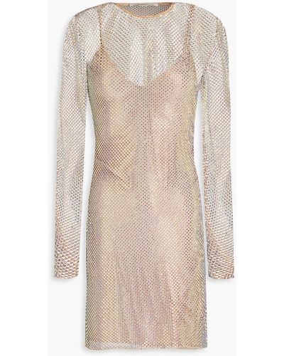 Stella McCartney Crystal-embellished Mesh Mini Dress - Natural