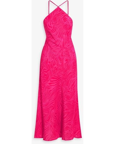 RIXO London Opal Printed Silk-crepe Midi Dress - Pink