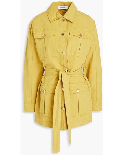 Rodebjer Luci Belted Cotton And Linen-blend Canvas Jacket - Yellow