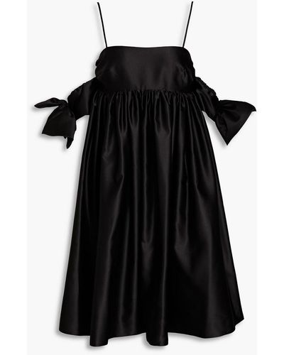 Vivetta Cold-shoulder Bow-detailed Satin Dress - Black