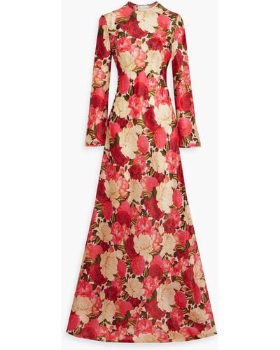 Zimmermann Floral-print Silk-organza Gown - Red