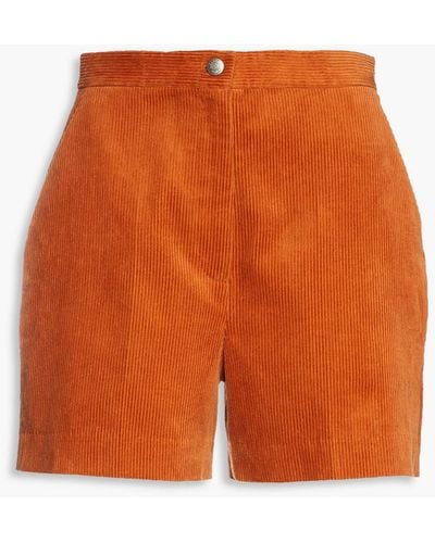 ALEXACHUNG Cotton-corduroy Shorts - Brown