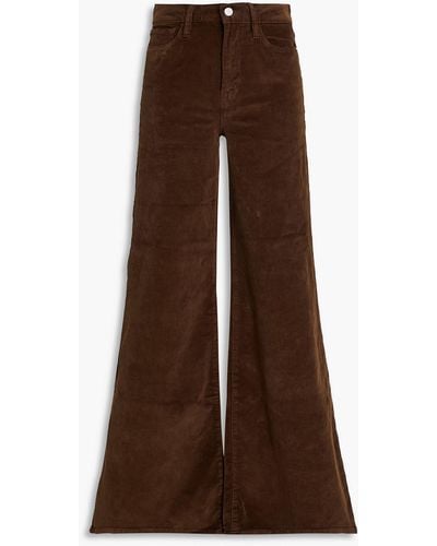 FRAME Le Palazzo Cotton-blend Corduroy Wide-leg Trousers - Brown