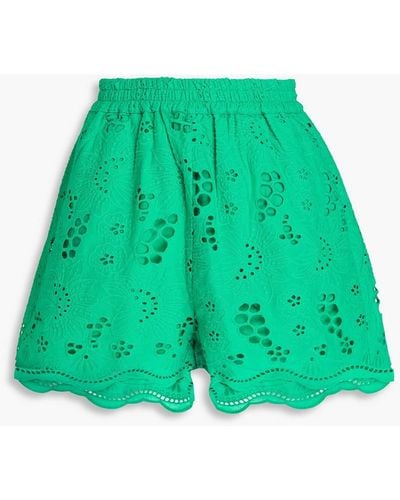 Stella Nova Krista Broderie Anglaise Cotton Shorts - Green
