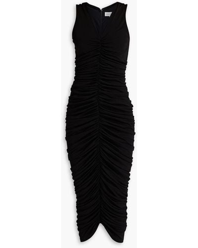 Halston Alessia Ruched Jersey Midi Dress - Black