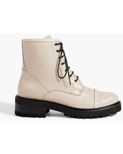 Malone Souliers Bryce Croc-effect Leather Combat Boots - White