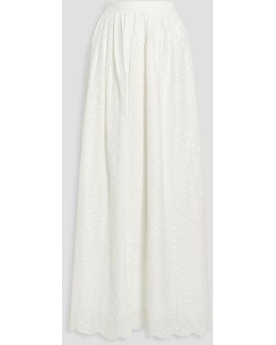 Caroline Constas Gathered Broderie Anglaise Cotton Maxi Skirt - White